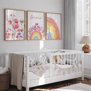 Digital download rainbow and flower wall decor for girls room
