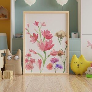 Customizable rainbow and flower digital prints for kids room