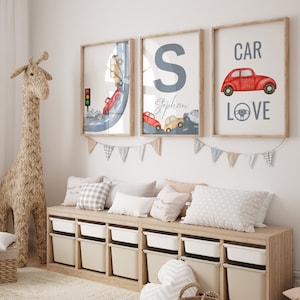 Personalisiertes 3-teiliges Wandkunstset für Jungenzimmer | Benutzerdefinierte Name Leinwand | Kinder Schlafzimmer Dekor | Einzigartige Geschenkidee | Digital