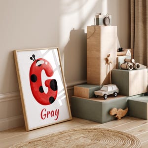 Personalized Ladybug Nursery Wall Art Set | Custom Name Prints for Kids ...