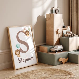 Set of 3 safari animal prints with a lion theme for kids.