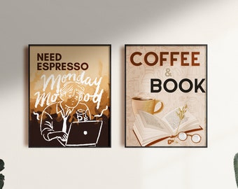 Vintage Coffee Shop Wall Art - Espresso Decor Print, Kitchen Cafe Art, Coffee Lovers Gift, Instant Download - Rustic Espresso Wall Art Print