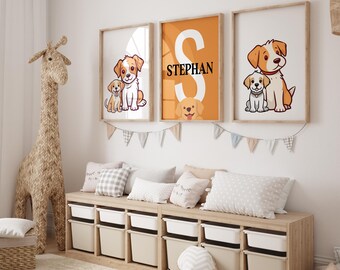 Cute Puppy Wall Art – Kids Room Decor – Adorable Dog Nursery Print – Watercolor Dog Poster – Playful Puppy Digital Download - Dog Nursery