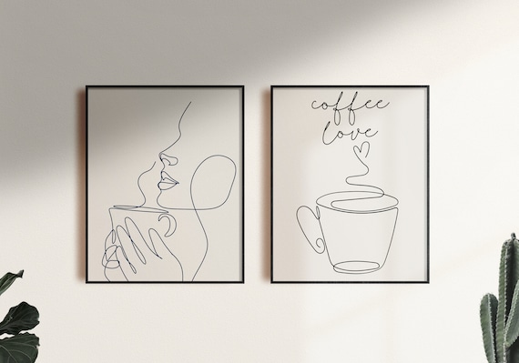 Coffee Love Digital Print, Coffee Love Wall Art, Coffee Line Digital Print, Cafe Decor, Cafe Wall Art, Coffee Line Art, Kitchen Decor