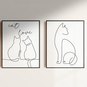 Cat Minimalist Digital Print, Cat Line Art Digital Print, Line Art Cat Decoration, Cat , Cat Digital Printable, Line Art Cat Wall Art