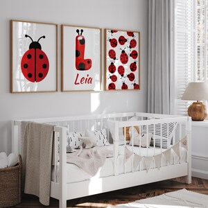 Personalized Ladybug Nursery Wall Art Set | Custom Name Prints for Kids ...