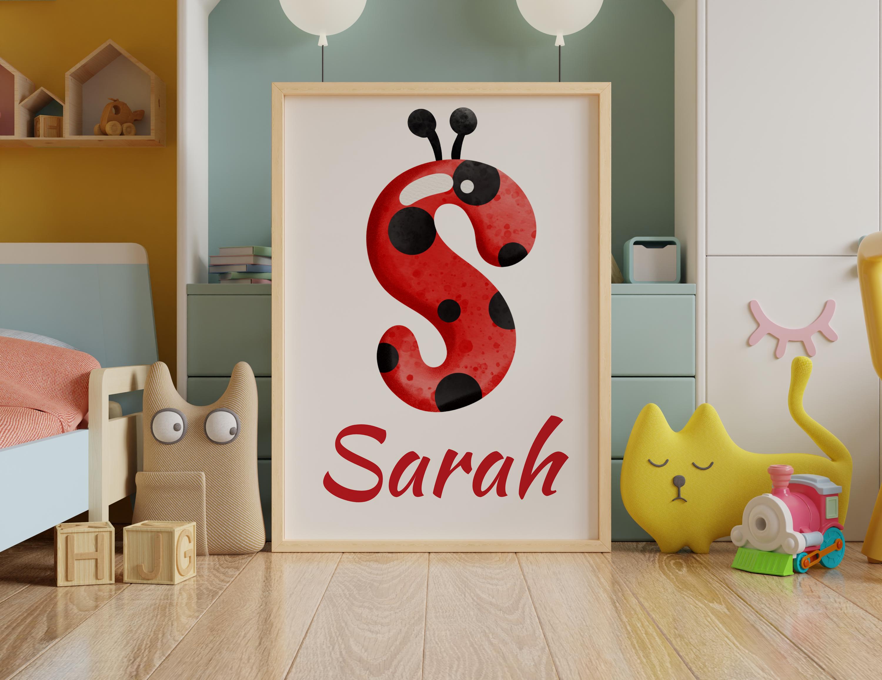 Personalized Ladybug Nursery Wall Art Set | Custom Name Prints for Kids ...