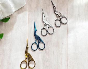 Hummingbird Yarn Scissors | Gilded Crane Shears | Sharp Yarn Cutters | Thread Trimmer | Color Crane Scissors | Stainless Steel Vintage Tool