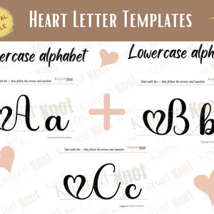 Padrões de alfabeto de arame, letras de coração maiúsculas e minúsculas, fonte de amor para palavras de arte de arame, download instantâneo, arquivos PDF de impressão de tricotina
