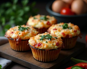 Receta de muffins de huevo con verduras / Desayunos fáciles (Descarga digital)