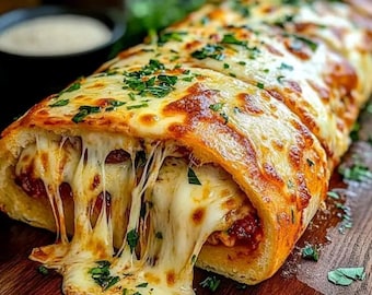 Cheesy Pizza Stuffed Bread Recipe: Easy Appetizer (Printable PDF)