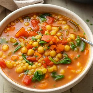 Ricetta della zuppa di couscous di perle: cena vegana di ceci in un'unica pentola (download digitale)