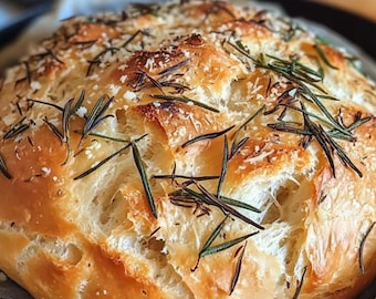 Rustic Rosemary Parmesan Bread Recipe | Savory Homemade Bread (Digital Download)