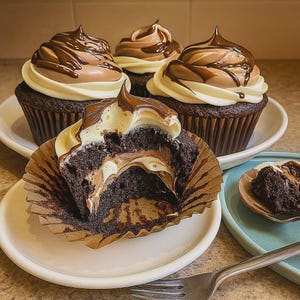 Przepis na babeczkę czekoladowo-kawową: Mocha Buttercream Swirl (plik PDF do druku)