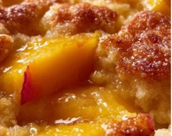 Receta de pastel de melocotón con crumble, un postre de melocotón fácil y favorito para la mesa (descarga digital)