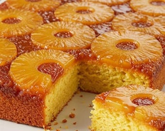 Klassisches Rezept für Ananas-Upside-Down-Kuchen | Tropisches Dessert (Digitaler Download)