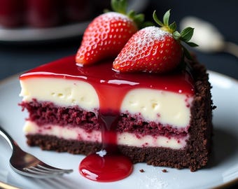 Red Velvet Strawberry Cheesecake Recipe: Easy Dessert (Digital Download)