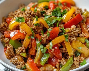 Ground Turkey & Peppers Skillet Recipe | One-Pan Healthy Meal (PDF Download)