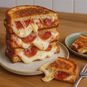 Pizza Grilled Cheese Sandwich Recipe: Melty Mozzarella, Garlic Butter (Printable PDF)