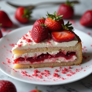 Strawberry Cream Cake Recipe – Moist Vanilla Cake with Whipped Frosting & Fresh Strawberries – Digital Baking Download