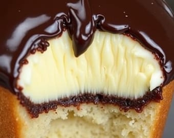 Boston Cream Pie Cupcakes Rezept - Feuchte Vanille, mit Vanillesoße gefüllt und mit Schokolade überzogen – digitaler Download