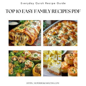 Easy Family Recipes Cookbook: Top 10 Printable Meals (PDF Download