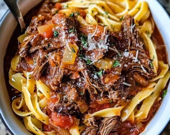 Slow Cooker Beef Ragu Recipe: Authentic Italian Crockpot Dinner (Digital Download, PDF Recipe Card)