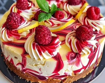 Lemon Raspberry Cheesecake Recipe | Easy Dessert Recipe (Digital Download)