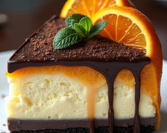Orange Mascarpone Cheesecake Recipe with Chocolate Ganache, Easy Dessert (Digital Download)