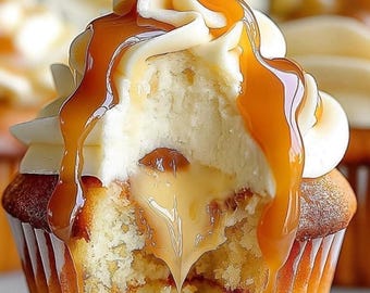 Caramel Cream Cheese Cupcakes Recipe Easy Dessert Baking (Digital Download)
