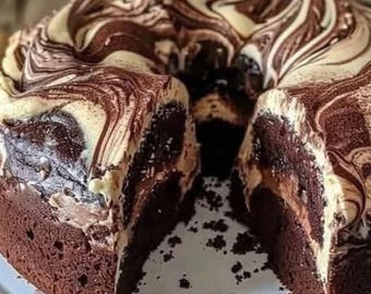 Receta de pastel de chocolate con remolinos: Bundt Cake con queso crema (Descarga digital)