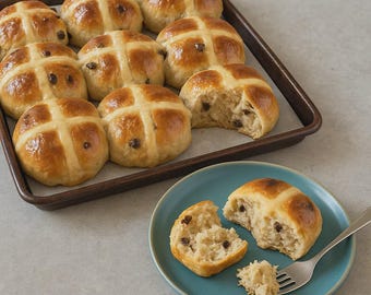 Hot Cross Buns Rezept: Gewürzte Osterbrötchen mit Johannisbeeren (Digitales PDF)