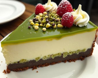 ピスタチオホワイトチョコレートチーズケーキのレシピ：簡単デザート（デジタルダウンロード）