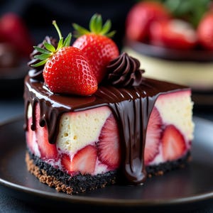 Chocolate Strawberry Swirl Cheesecake Recipe (Printable Digital Download)