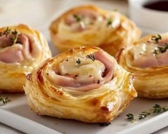 BEST RECIPE for Ham & Cheese Puff Pastry Pinwheels – Buttery, Flaky  Cheesy Party Snack – Instant PDF Download