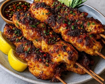 Recept på thailändska kycklingspett med citrongräs: Autentisk grillad middag (PDF-nedladdning)