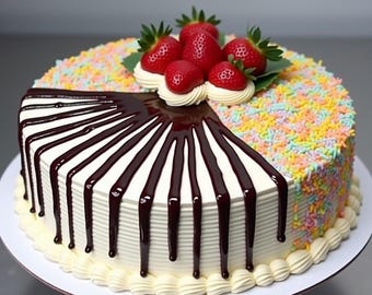 Fluffiger Biskuitkuchen Rezept: Milchsahne, Marmelade, Schokotropfen (Digitaler Download)