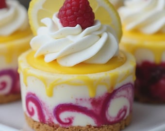 Raspberry Lemon Swirl Cheesecake Recipe | Easy Dessert (Digital Download)