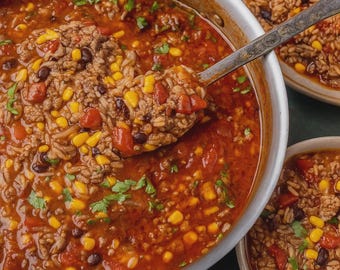 Mexican Beef & Rice Soup Recipe: Hearty Burrito Flavor (Printable PDF Download