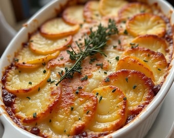 Pommes de terre gratinées Recette | Plat d'accompagnement au fromage PDF (téléchargement numérique)