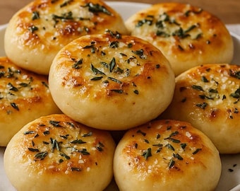 Recept voor muffins met knoflook-rozemarijnfocaccia: hartig Italiaans brood (digitale download)