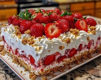 Receta de pastel de fresa crujiente con agujeros: postre fácil para fiestas (descarga digital)