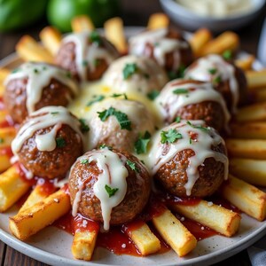 As Melhores Batatas Fritas com Almôndegas e Queijo Italianas | Sobremesa Digital para Imprimir