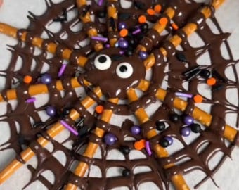 Halloween-Spinnennetz-Brezelrezept | Einfaches Dessert (Digitaler Download)