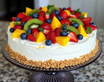 Receta de tarta de queso con frutas sin horno: postre rápido y fácil (descarga digital)