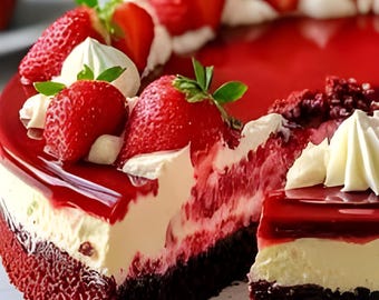 Strawberry Red Velvet Dream Cake Recipe Easy Dessert (Digital Download)