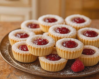 Mini Himbeer-Mandel-Törtchen Rezept: Elegante Keks-Törtchen (Digitales PDF)