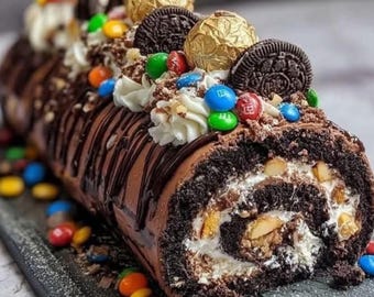 M&M's Ferrero Oreo Roll Cake Recipe | Sweet Party Dessert (Digital Download)