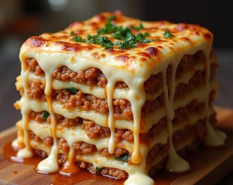 Käsige Fleisch-Lasagne Rezept: Druckbare digitaler Download