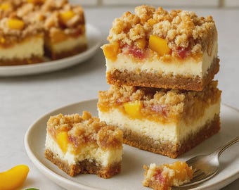 Peach Cobbler Cheesecake Bars Recipe: Creamy Summer Dessert (PDF Pattern